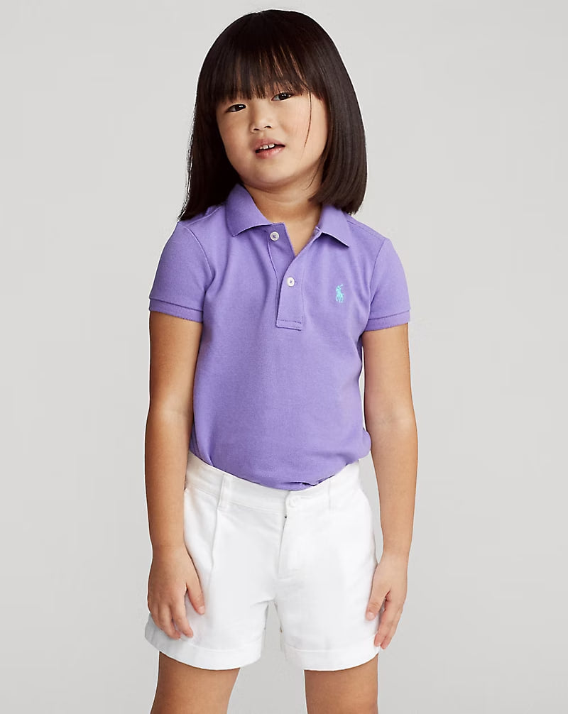 Cotton Mesh Polo Shirt 2-6 - - Purple