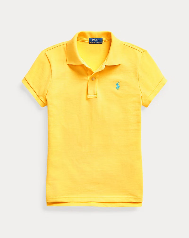 Cotton Mesh Polo Shirt 7-16 - - Yellow