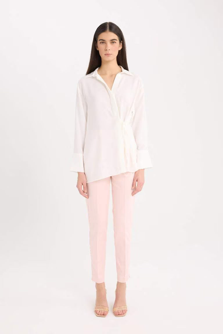 Valentina Sigaret Normal Waist Straight Leg Satin Trousers - - Pink