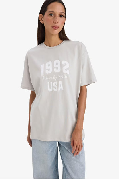 Oversize Fit Crew Neck T-Shirt - -