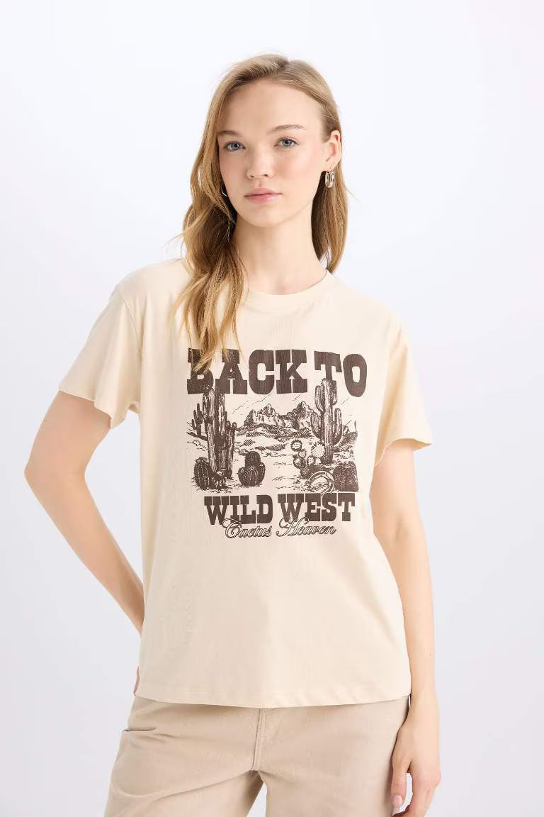 Regular Fit Crew Neck Printed T-Shirt - -