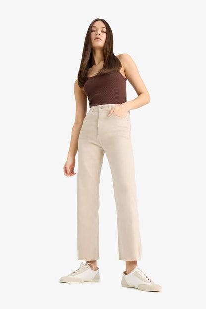 Flare Fit High Waist Crop Jeans - -