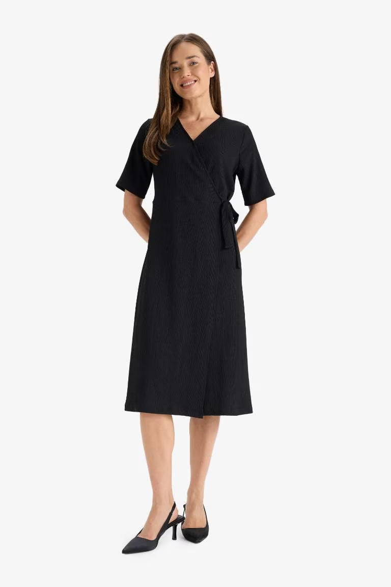 Regular Fit V-Neck Dress - -