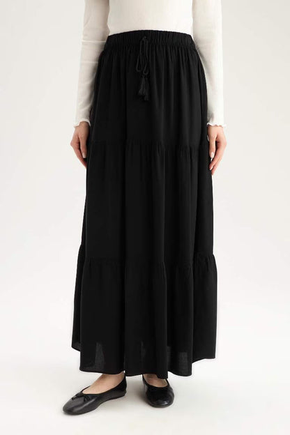 Viscose Maxi Skirt - -