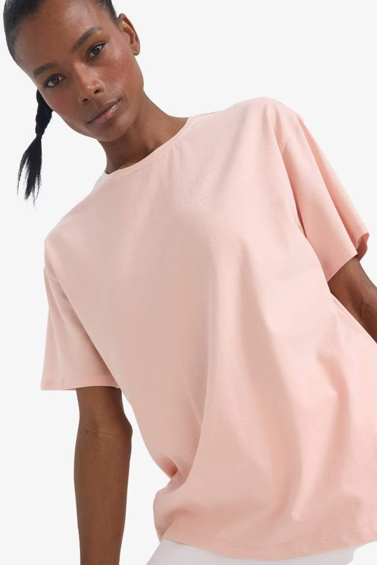 DeFactoFit Comfort Fit Crew Neck Sports T-Shirt - - Pink