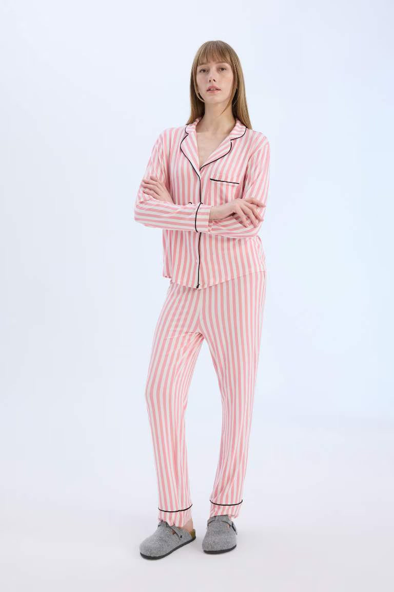 Fall in Love Striped Top Bottom 2 Piece Set - -