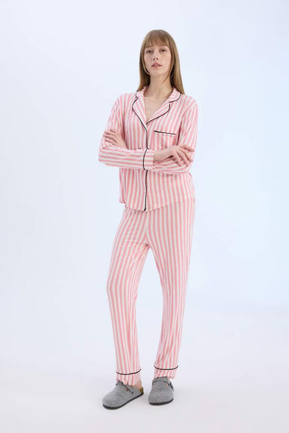 Fall in Love Striped Top Bottom 2 Piece Set - -