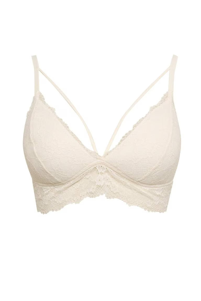 Fall in Love Padded Lace Red Bralette - - White