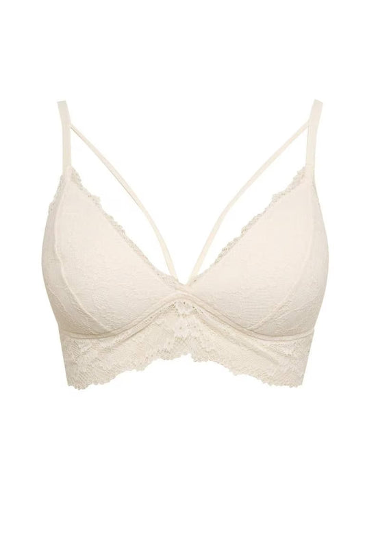 Fall in Love Padded Lace Red Bralette - - White