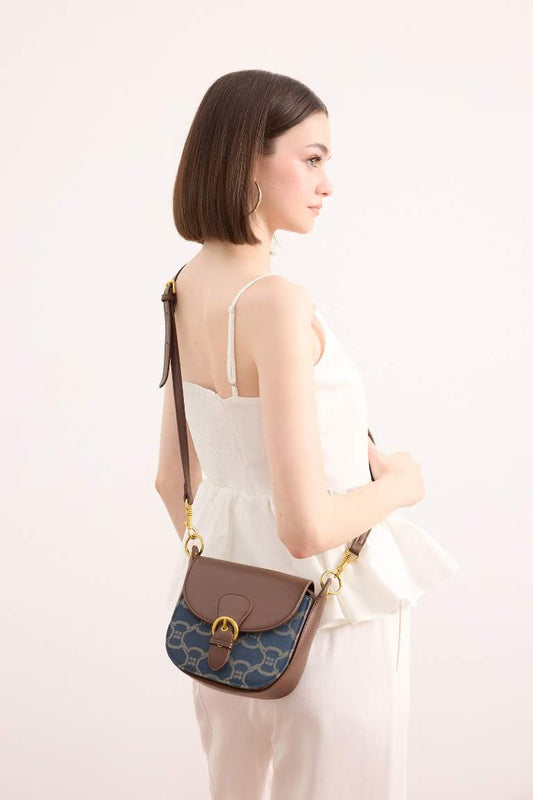 Woman Faux Leather Shoulder Bag - -