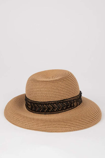 Woman Embroidered Straw Hat - -