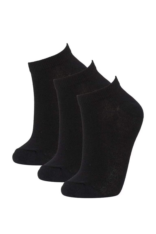 Women's Cotton 3 Pack Short Socks - - Black