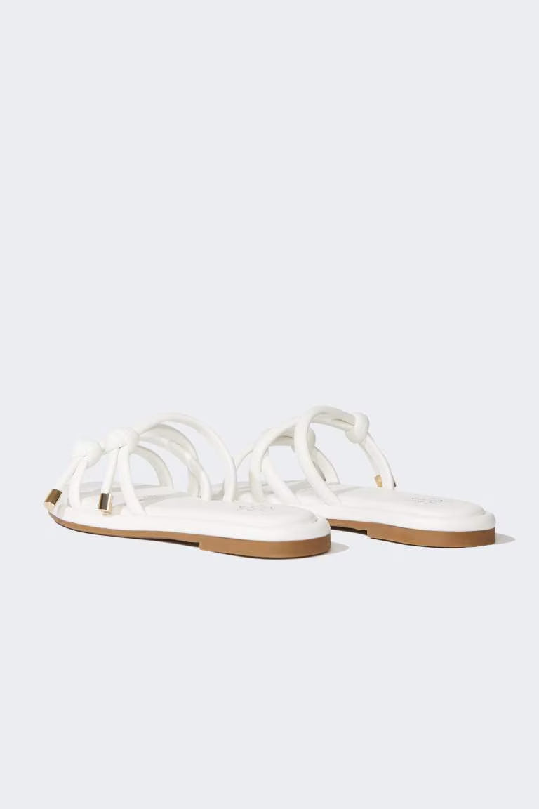 Woman Flat Base Faux Leather Slippers - -