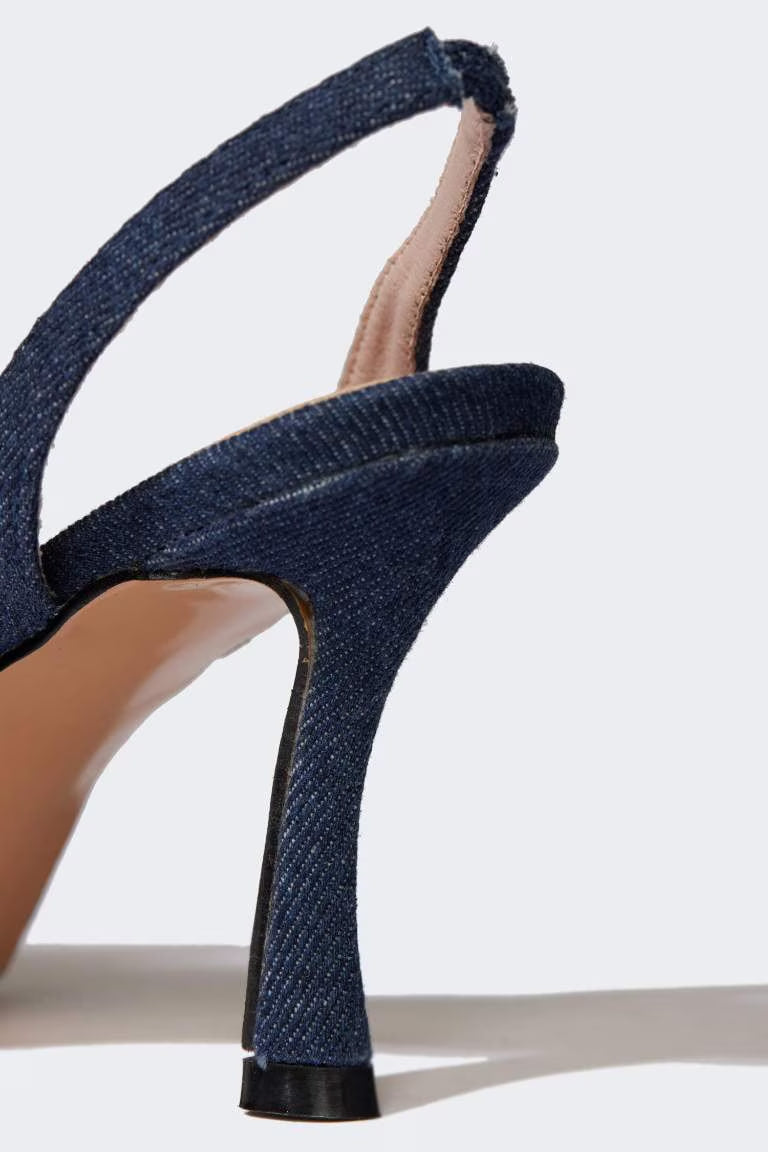 Woman Denim Heeled Sandals - -