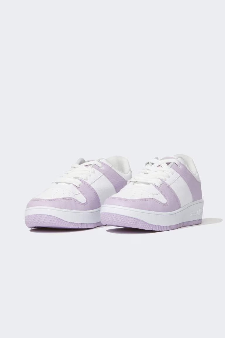 Women NASA Flat Sole Lace-up Faux Leather Sneaker - -