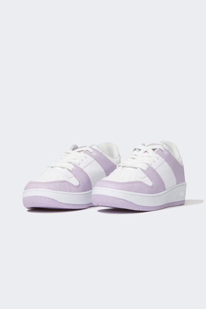 Women NASA Flat Sole Lace-up Faux Leather Sneaker - -