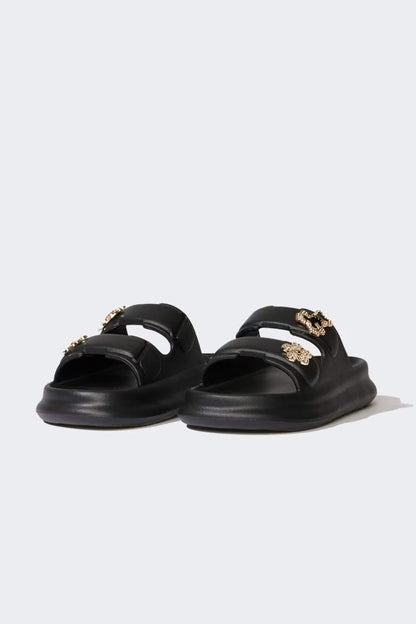 Woman Flat Sole Eva Slippers - - Black