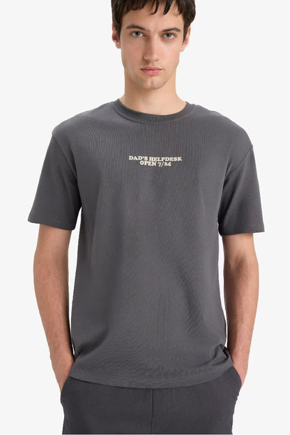 Boxy Fit Crew Neck T-Shirt - - anthracite