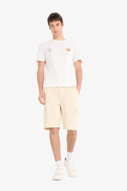 Cotton Regular Fit Crew Neck Printed T-Shirt - -