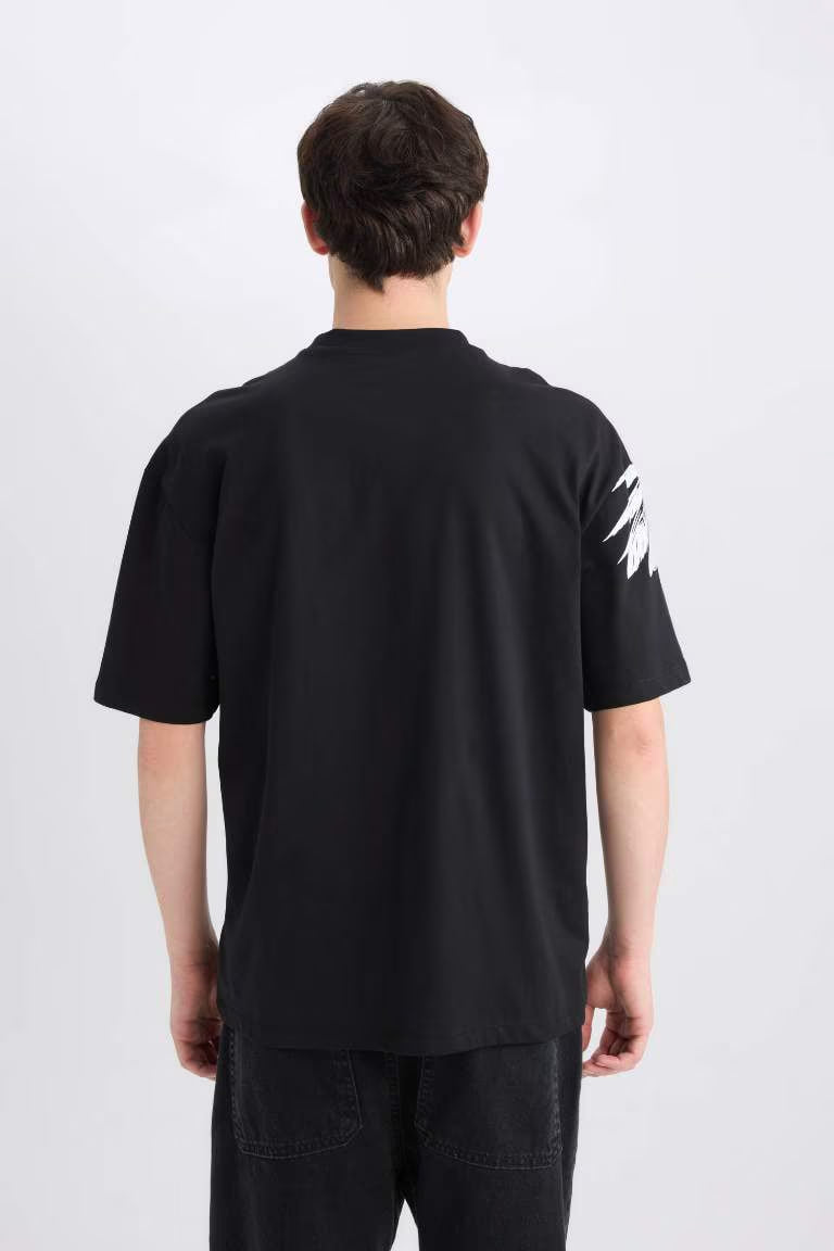 Oversize Fit Crew Neck Printed T-Shirt - -
