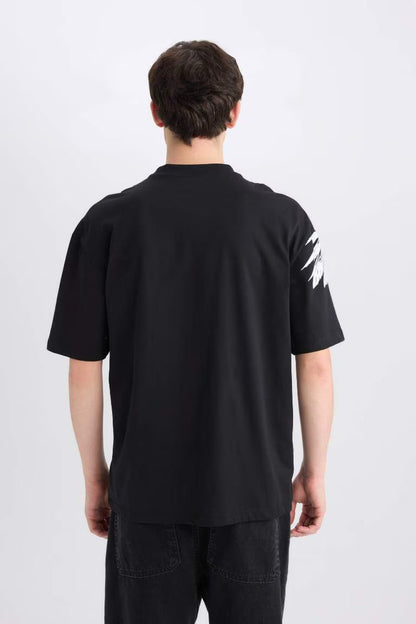Oversize Fit Crew Neck Printed T-Shirt - -