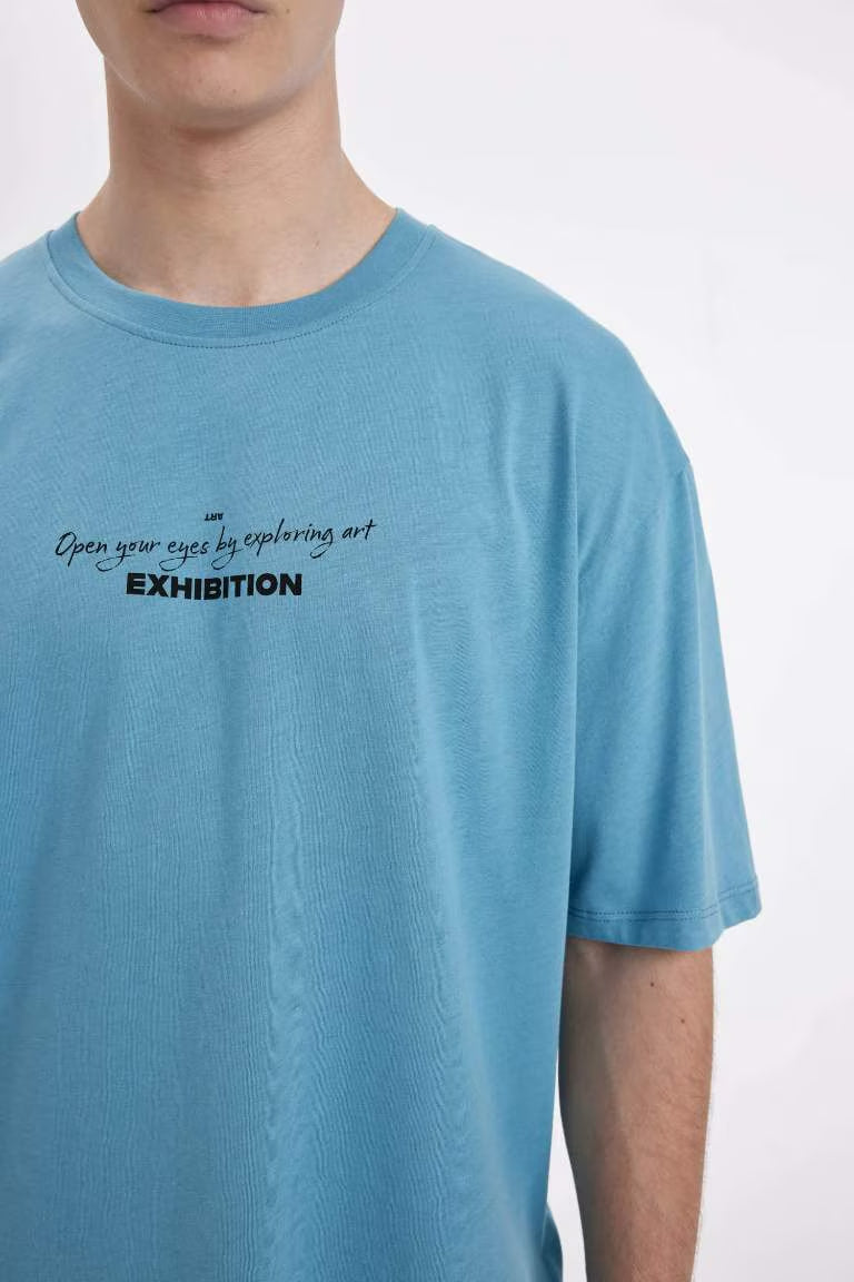 Oversize Fit Crew Neck Printed T-Shirt - -