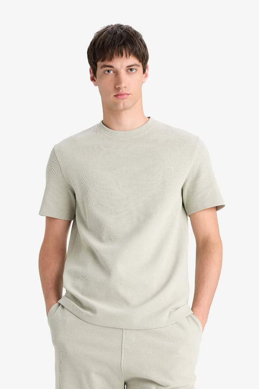 Regular Fit Crew Neck T-Shirt - - Light Khaki