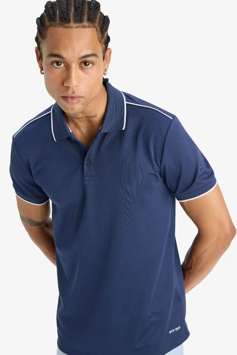 Standard Fit Polo Collar Knitwear Polo T-Shirt. - -