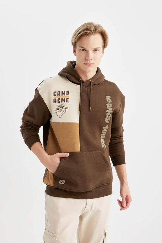 Looney Tunes Boxy Fit Hooded Back Printed Sweatshirt - - Multicolor