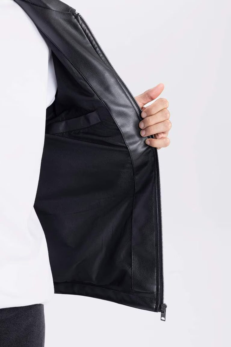 Oversize Fit Shirt Collar Zippered Waterproof Jacket - -