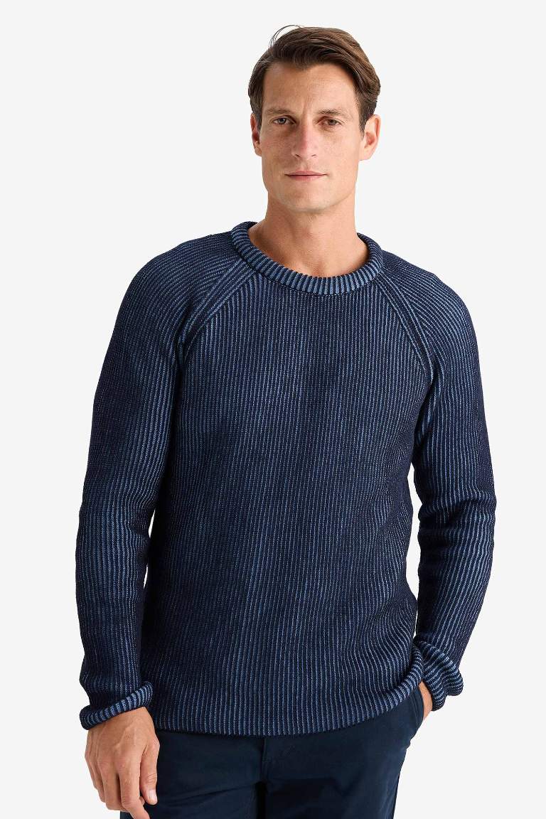 Standard Fit Crew Neck Knitwear Pullover - - Navy