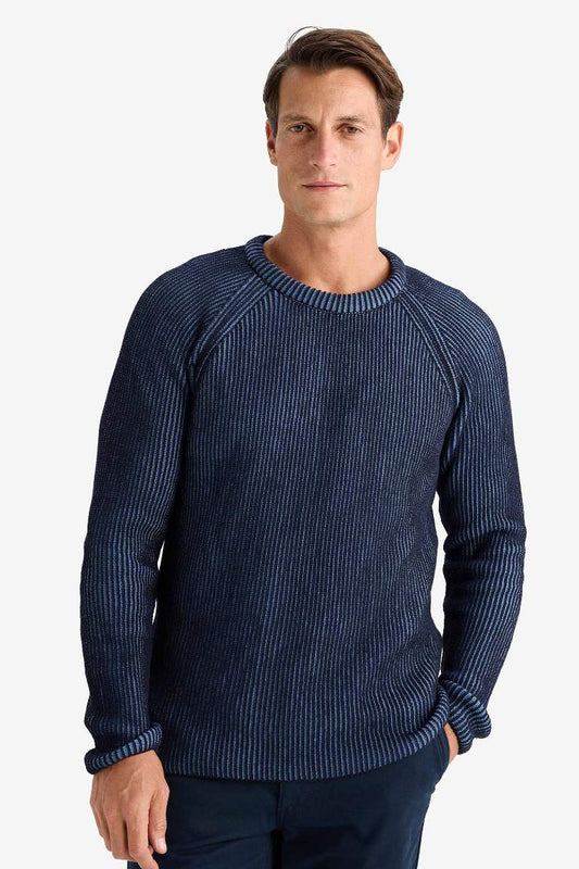 Standard Fit Crew Neck Knitwear Pullover - - Navy