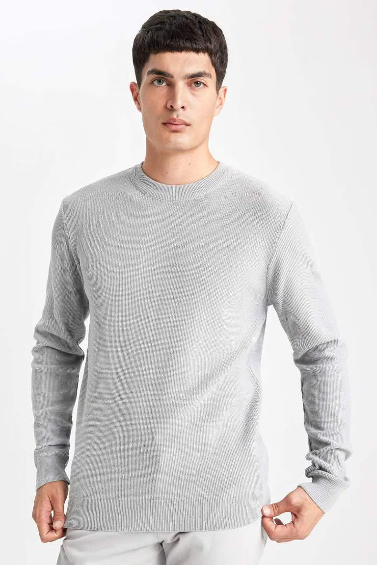 Standard Fit Crew Neck Knitwear Pullover - - Heather