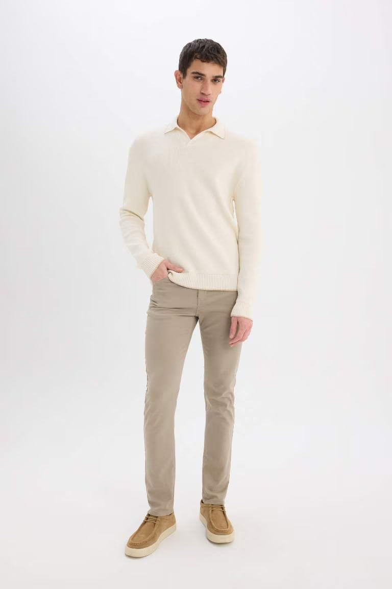 Standard Fit Polo Neck Knitted Pullover - -