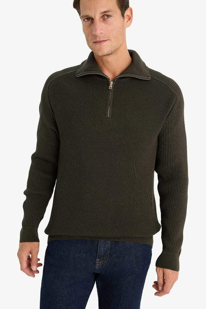 Standard Fit Turtleneck Knitwear Pullover - - Dark green