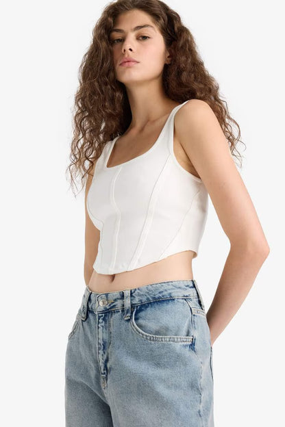 U Collar Tank Top - -