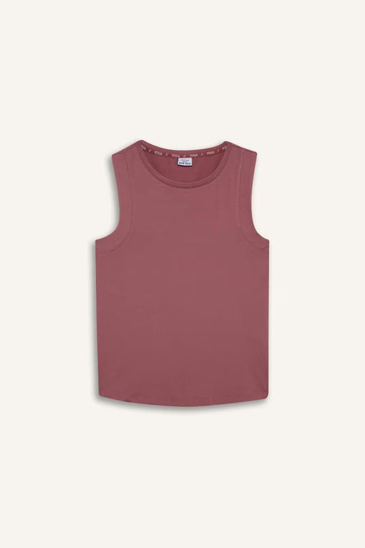 Regular Fit Crew Neck Sleeveless Tank Top - - bordeaux