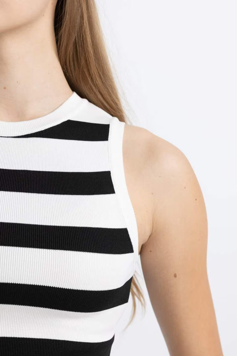 Loose Fit Knitwear Look Tank Top - -