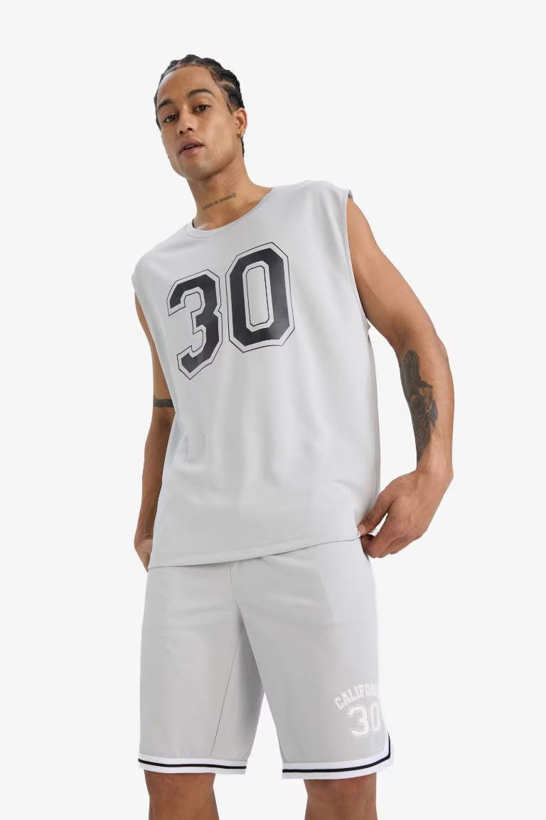 DeFactoFit Fast Drying Breathable Boxy Fit Printed Sports Tank Top - -