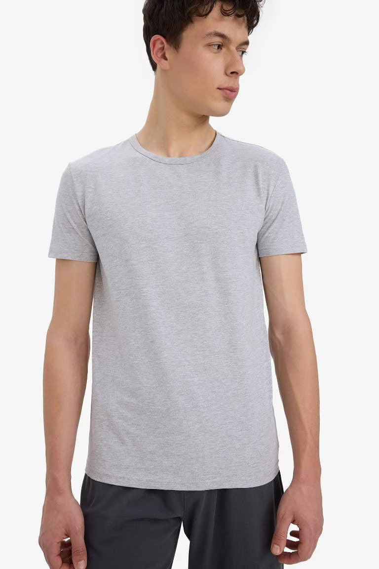 Slim Fit Short Sleeve Knitted Tops - - Heather
