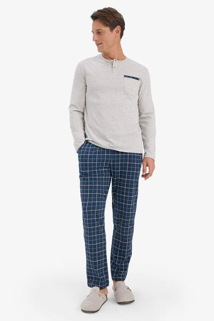 Regular Fit Checkered Long Sleeve 2 Piece Set - -