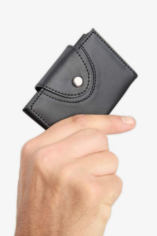 Man Faux Leather Business Card Wallet - - Black