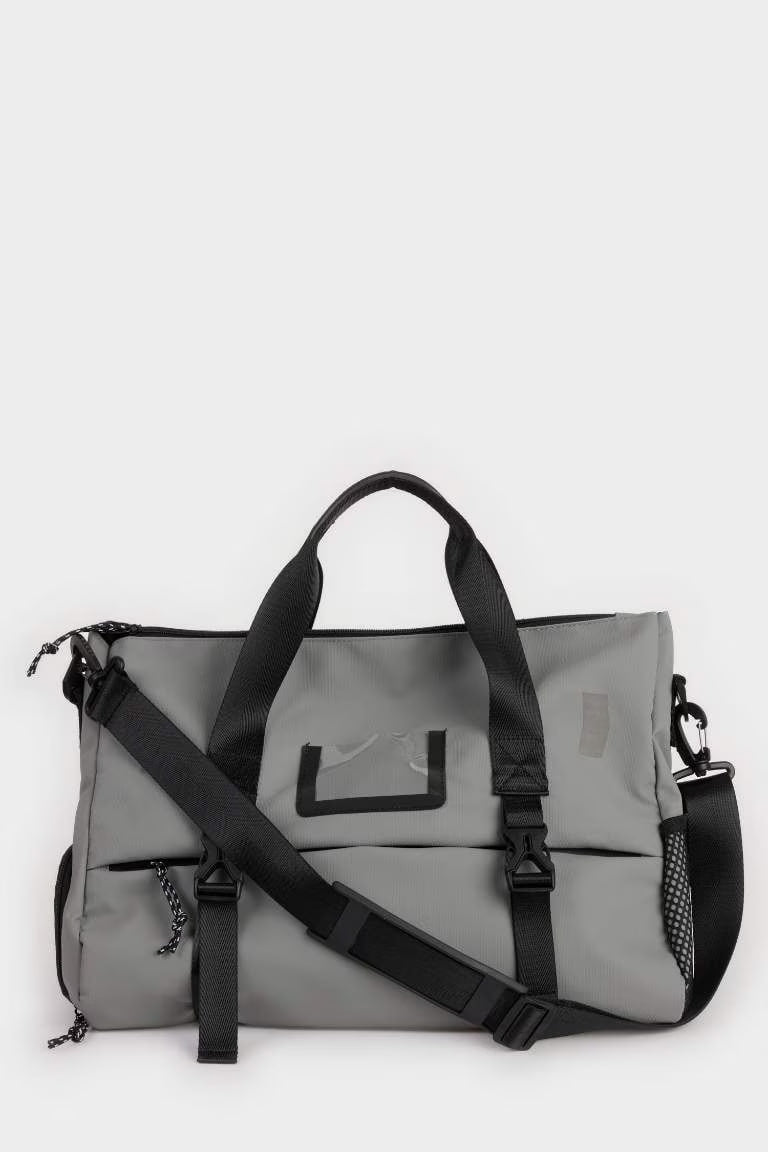 Man Faux Leather Sports and Travel Bag - -