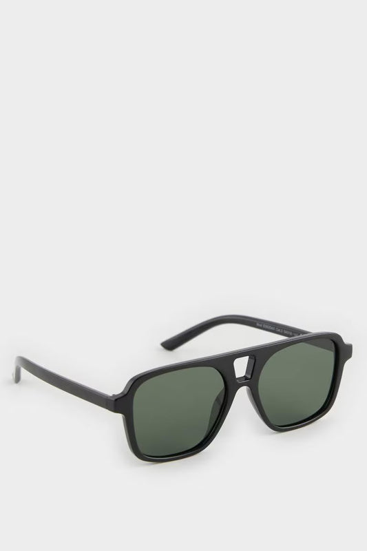 Man Round Sunglasses - - Black