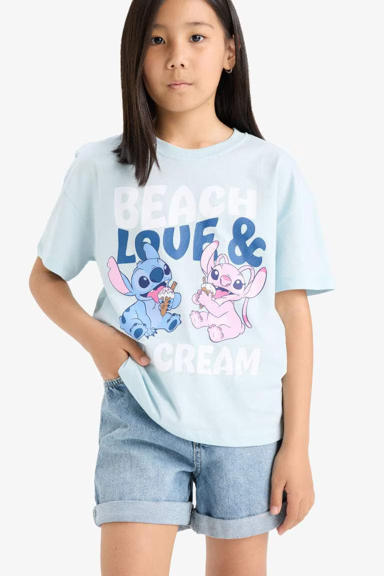 Girl Disney Lilo & Stitch Relax Fit Crew Neck T-Shirt - -
