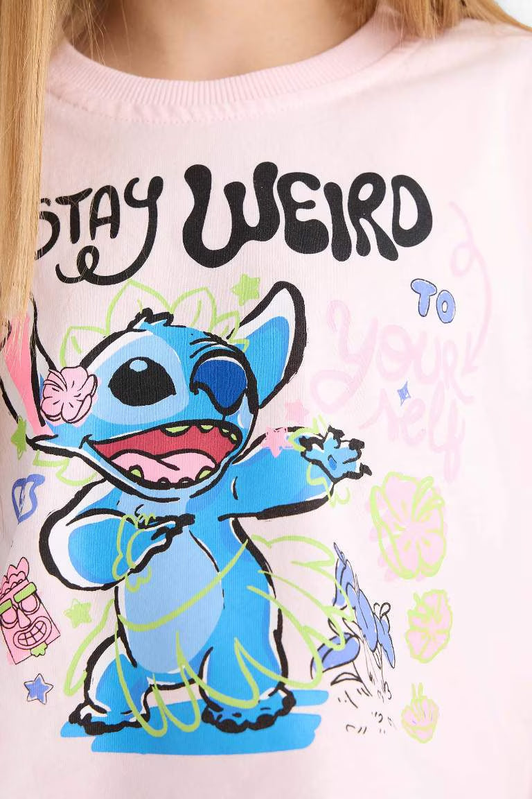 Girl Disney Lilo & Stitch Crew Neck Short Sleeve T-Shirt - -