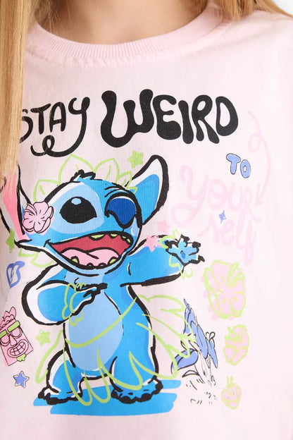 Girl Disney Lilo & Stitch Crew Neck Short Sleeve T-Shirt - -