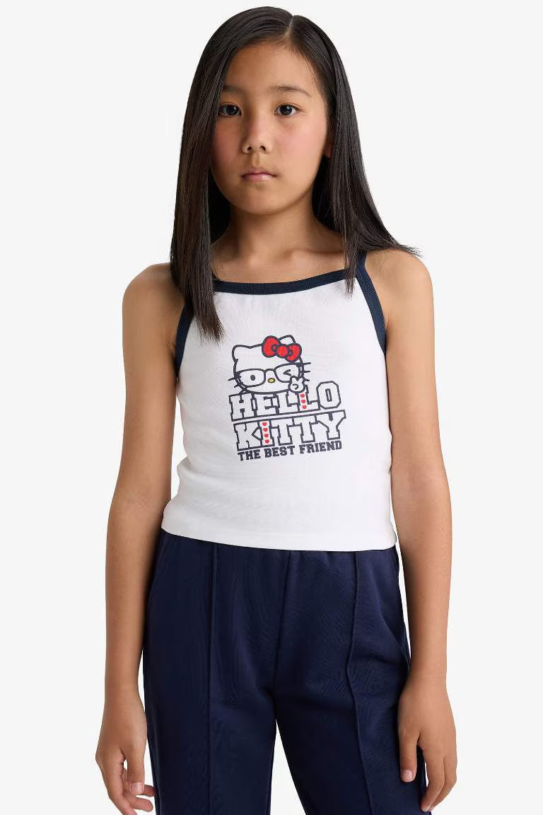 Girl Slim Fit Hello Kitty Licensed Ribana Tank Top - -