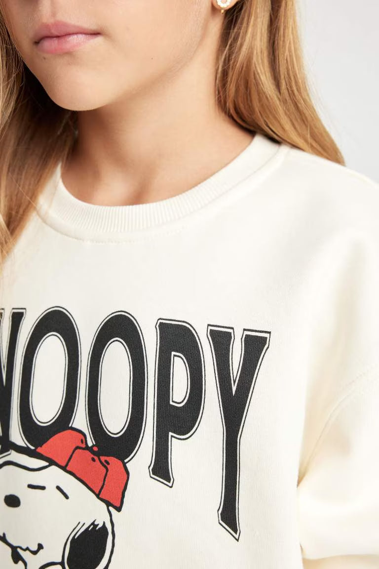 Girl Snoopy Oversize Fit Crew Neck Sweatshirt - -