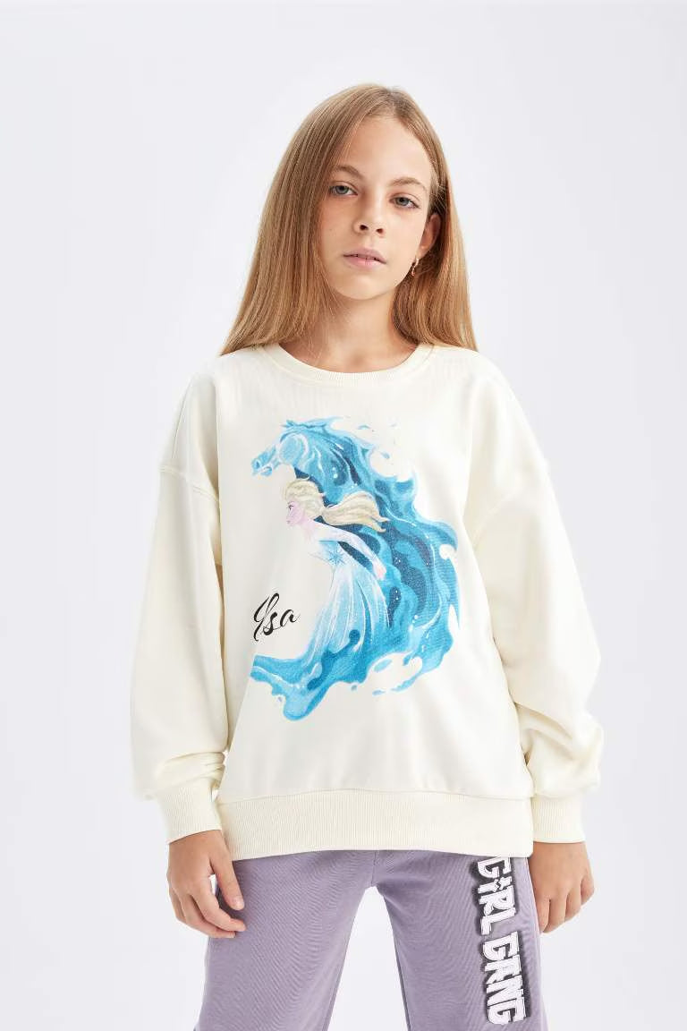 Girl Frozen Relax Fit Crew Neck Sweatshirt - -